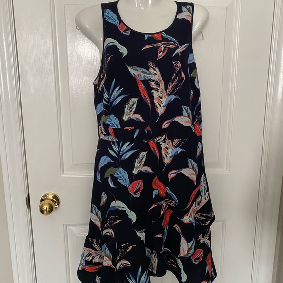 Navy Blue Floral Banana Republic Dress 8P - Picture 2 of 3